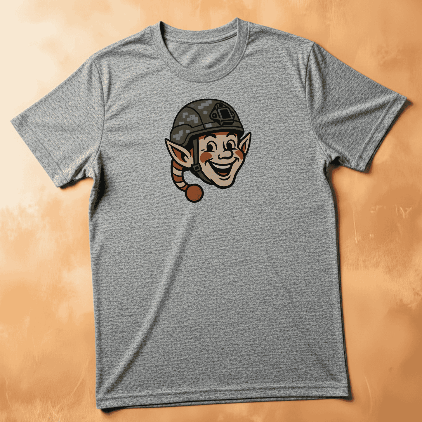 Xmas Elf with Camo Helmet Tee