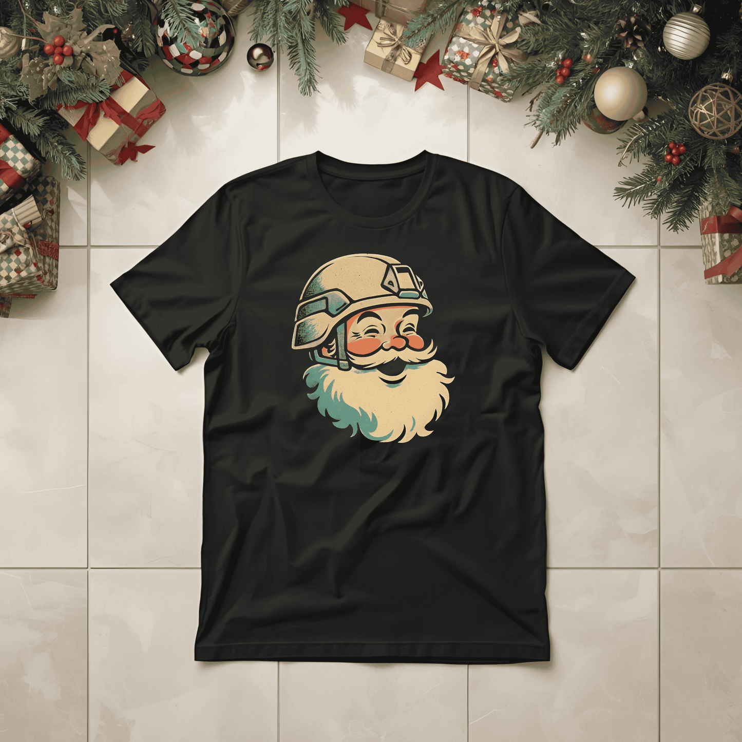 Vintage Helmeted Santa Graphic Tee